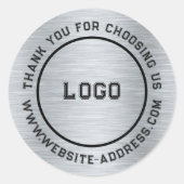 メタリックグレーテクスチャカスタム文字 ラウンドシール (正面)