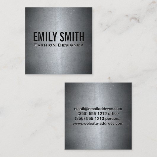 メタリックグレーテクスチャ |シンプルミニマル スクエア名刺 (正面/裏面)