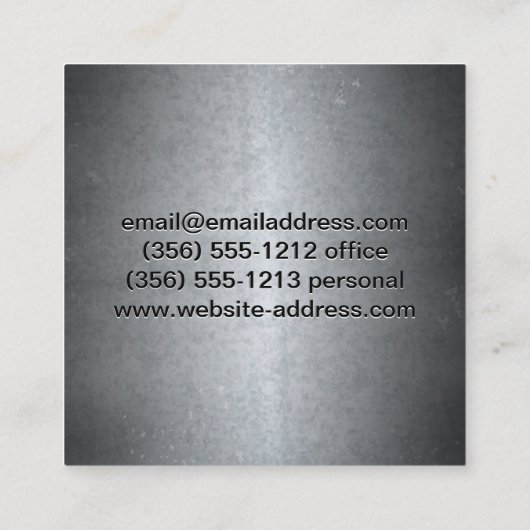 メタリックグレーテクスチャ |シンプルミニマル スクエア名刺 (裏面)