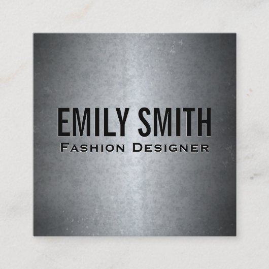 メタリックグレーテクスチャ |シンプルミニマル スクエア名刺 (正面)