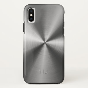 メタリックグレーフェイクステンレス鋼の外観 iPhone X ケース