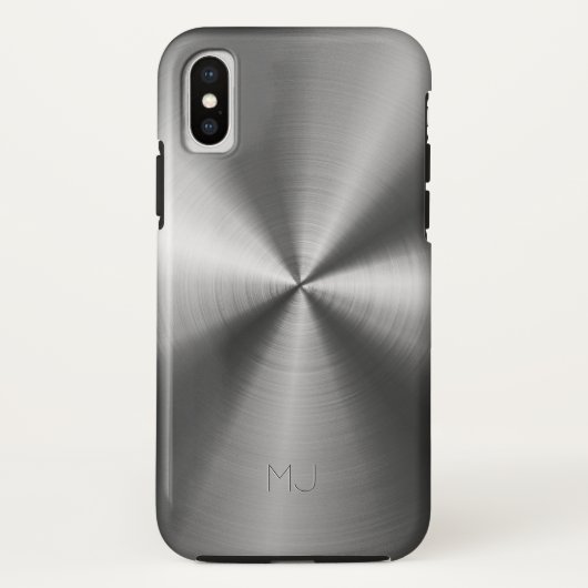 メタリックグレーフェイクステンレス鋼の外観 Case-Mate iPhoneケース (裏面)