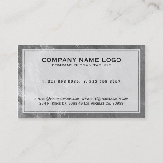 メタリックグレーブラシ仕上げスチールの外観 名刺 (裏面)