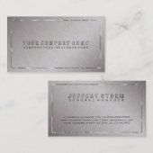 メタリックグレーブラシ付きスチール、シルバー縁どアクセント 名刺 (正面/裏面)