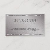 メタリックグレーブラシ付きスチール、シルバー縁どアクセント 名刺 (裏面)