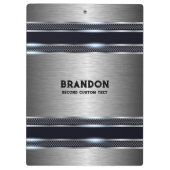 メタリックグレー工業用幾何学的デザインモノグラム クリップボード (裏面)