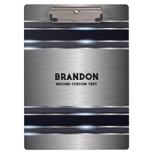 メタリックグレー工業用幾何学的デザインモノグラム クリップボード (正面)