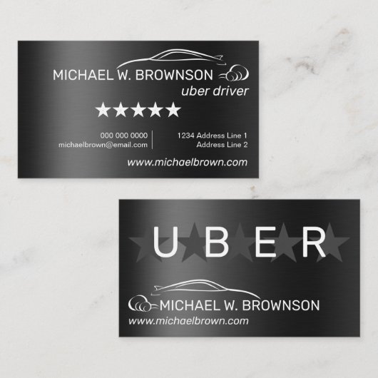 メタリックグレー自動車サービスロゴ 名刺 (正面/裏面)