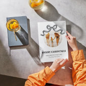 メタリックコケット弓クリスマスフォトカード シーズンカード