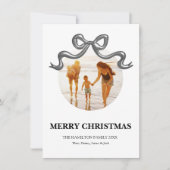 メタリックコケット弓クリスマスフォトカード シーズンカード (正面)