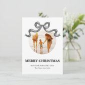 メタリックコケット弓クリスマスフォトカード シーズンカード (スタンド正面)