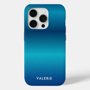 メタリックコバルトブルーのテクスチャモノグラム iPhone 15 PROケース