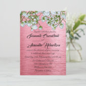 メタリックコンテンポラリーピンクと白のバラ結婚ズ 招待状 (スタンド正面)