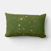 メタリックゴールデンツリークリスマスラグジュアリーギフトグリーン ランバークッション (裏面)