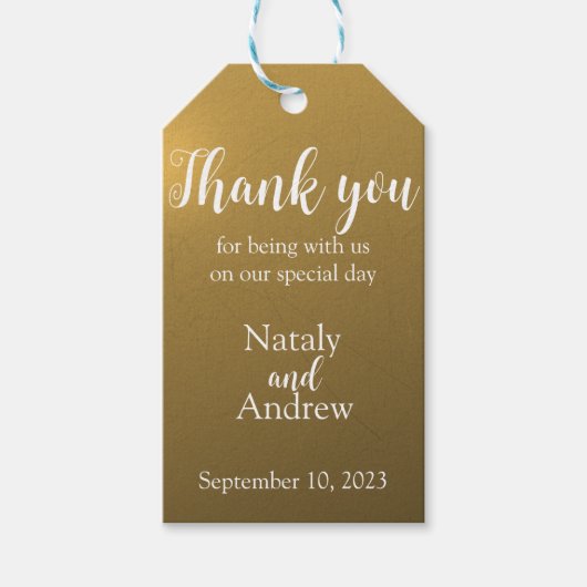 メタリックゴールデン感謝していユー ギフトタグ (正面)