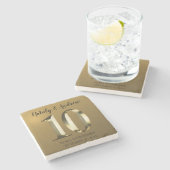 メタリックゴールデン結婚10周年 ストーンコースター (横)