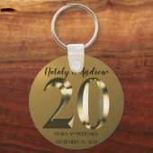 メタリックゴールデン結婚20周年 キーホルダー (正面)