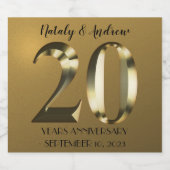 メタリックゴールデン結婚20周年 スパークリングワインラベル (シングルラベル)