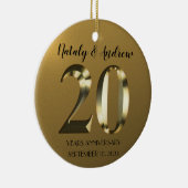 メタリックゴールデン結婚20周年 セラミックオーナメント (右)