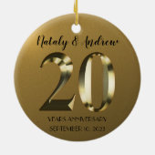 メタリックゴールデン結婚20周年 セラミックオーナメント (裏面)