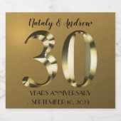 メタリックゴールデン結婚30周年 スパークリングワインラベル (シングルラベル)