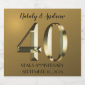 メタリックゴールデン結婚40周年 スパークリングワインラベル (シングルラベル)