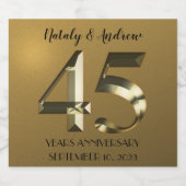 メタリックゴールデン結婚45周年 スパークリングワインラベル (シングルラベル)