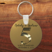 メタリックゴールデン結婚5周年 キーホルダー (裏面)
