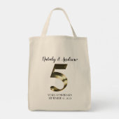 メタリックゴールデン結婚5周年 トートバッグ (裏面)