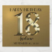 メタリックゴールデン18歳きらめく誕生日ワインラベル スパークリングワインラベル (シングルラベル)