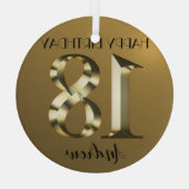 メタリックゴールデン18歳の誕生日 ガラスオーナメント (裏面)