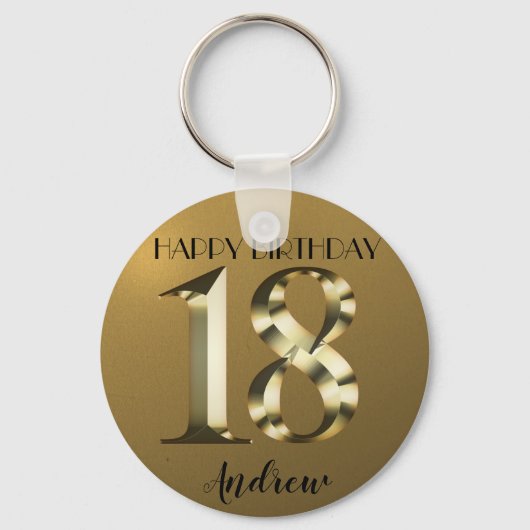 メタリックゴールデン18歳の誕生日 キーホルダー (正面)