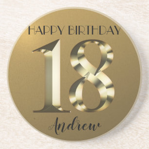 メタリックゴールデン18歳の誕生日 コースター