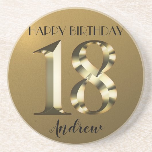 メタリックゴールデン18歳の誕生日 コースター (正面)