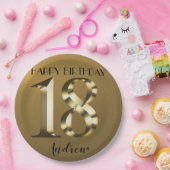 メタリックゴールデン18歳の誕生日 ペーパープレート (パーティー)