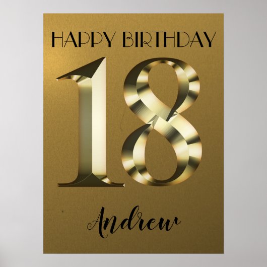 メタリックゴールデン18歳の誕生日 ポスター (正面)