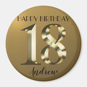 メタリックゴールデン18歳の誕生日 マグネット