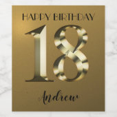 メタリックゴールデン18歳の誕生日 ワインラベル (シングルラベル)