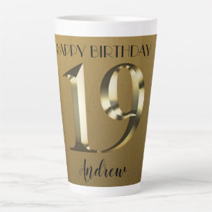 メタリックゴールデン19歳の誕生日 カフェラテマグ