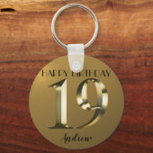 メタリックゴールデン19歳の誕生日 キーホルダー (正面)