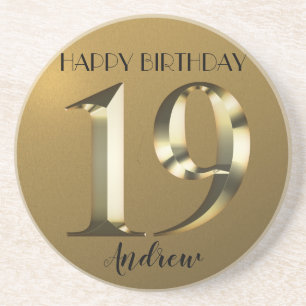 メタリックゴールデン19歳の誕生日 コースター