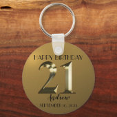 メタリックゴールデン21歳の誕生日 キーホルダー (正面)