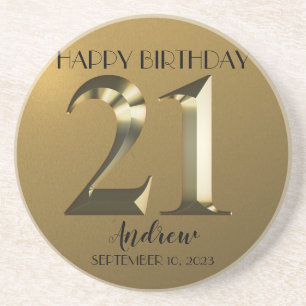 メタリックゴールデン21歳の誕生日 コースター