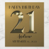 メタリックゴールデン21歳の誕生日 ワインラベル (シングルラベル)