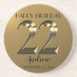 メタリックゴールデン22th誕生日 コースター