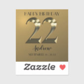 メタリックゴールデン22th誕生日 シール (シート)