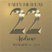 メタリックゴールデン22th誕生日 シール (正面)