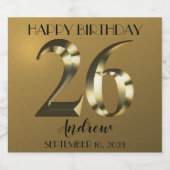 メタリックゴールデン26歳きらめくの誕生日ワインラベル スパークリングワインラベル (シングルラベル)