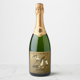 メタリックゴールデン26歳きらめくの誕生日ワインラベル スパークリングワインラベル