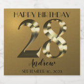 メタリックゴールデン28歳の誕生日 スパークリングワインラベル (シングルラベル)